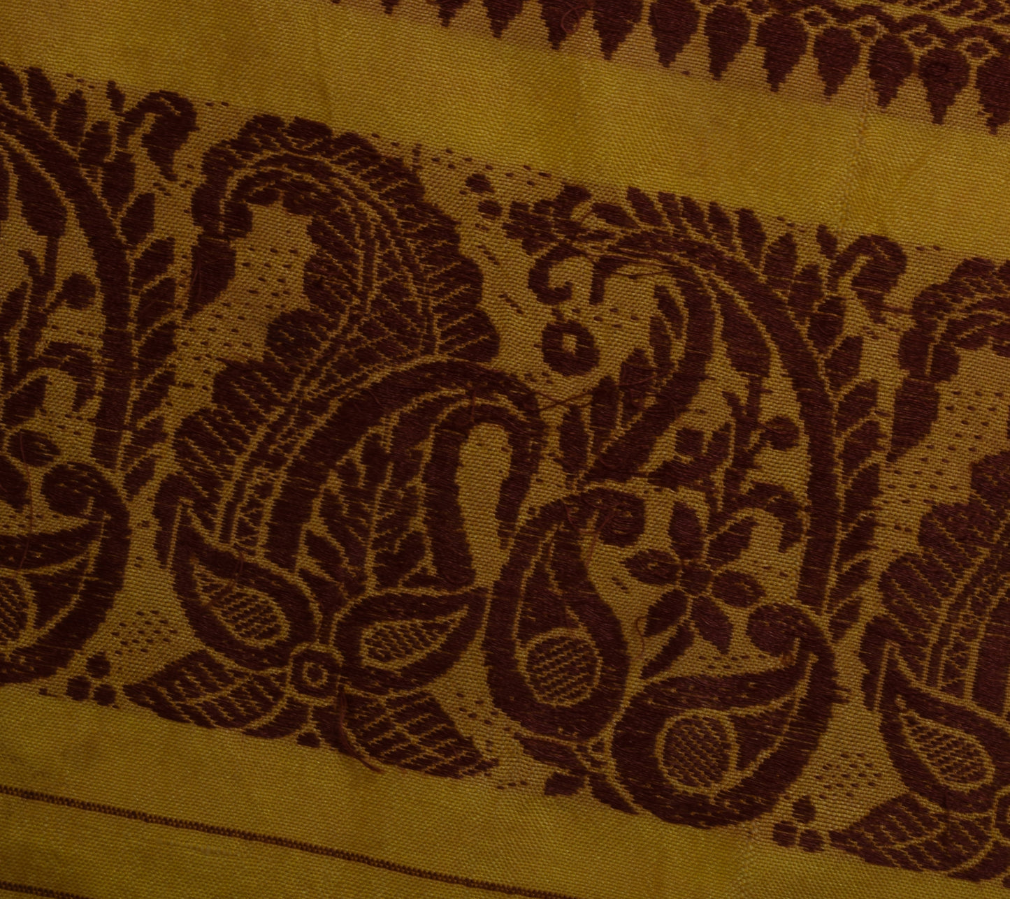 Sushila Vintage Mustard Sari Remnant Scrap 100% Pure Silk Woven Craft Fabric