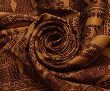 Sushila Vintage Brown Sari Remnant Scrap Pure Silk Baluchari Woven Craft Fabric