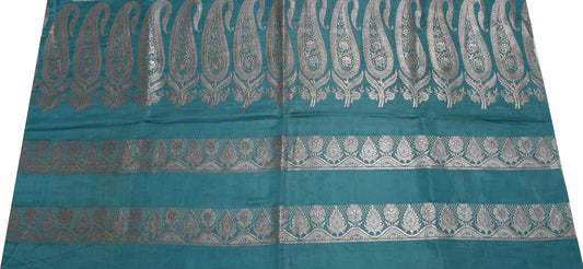 Sushila Vintage Indian Sari Remnant Scrap Pure Satin Zari Woven Craft Fabric