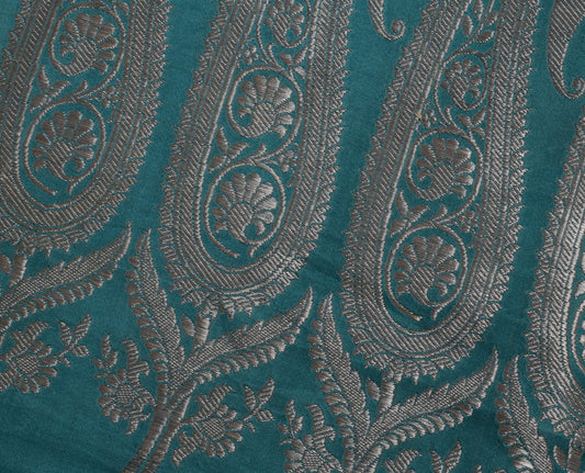 Sushila Vintage Indian Sari Remnant Scrap Pure Satin Zari Woven Craft Fabric