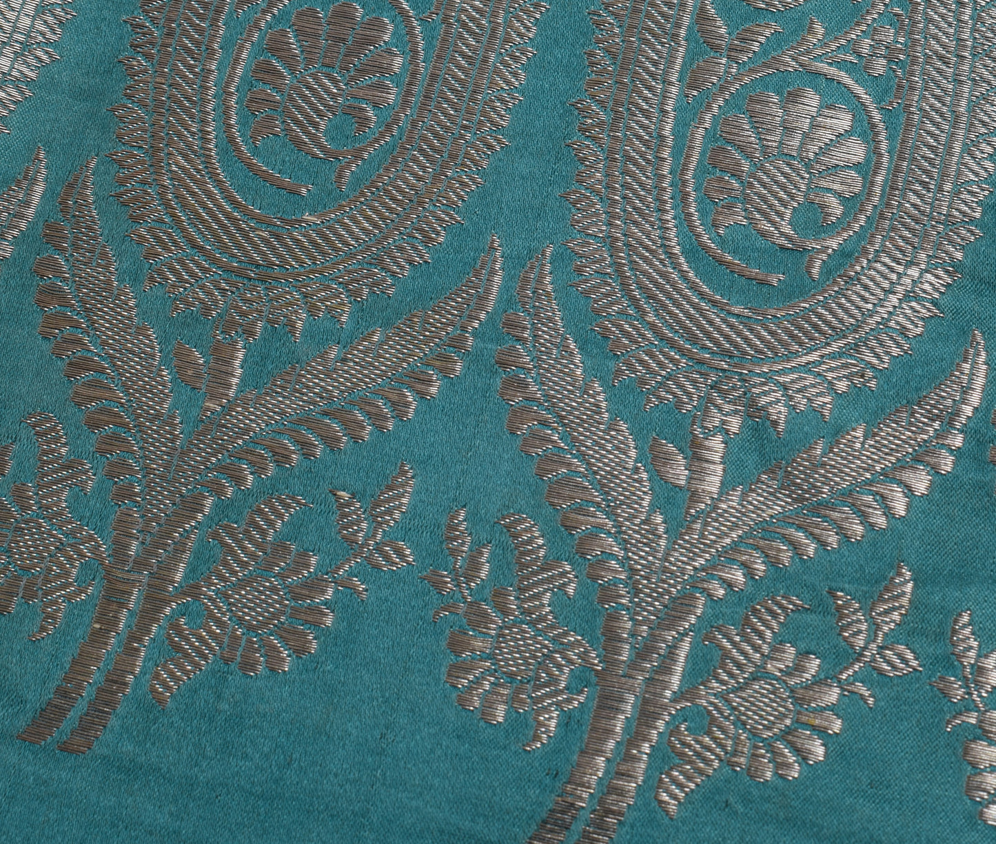 Sushila Vintage Indian Sari Remnant Scrap Pure Satin Zari Woven Craft Fabric