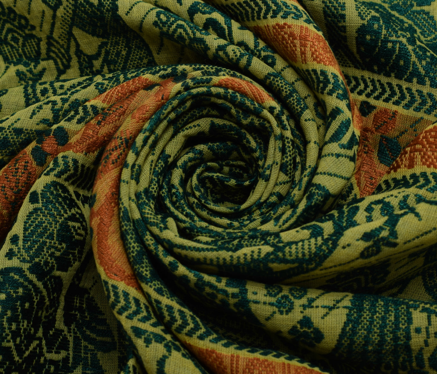 Sushila Vintage Indian Yellow Sari Remnant Scrap Pure Cotton Woven Craft Fabric