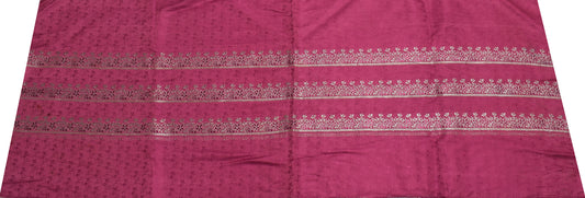 Sushila Vintage Dark Pink Sari Remnant Scrap Pure Satin Silk Woven Craft Fabric