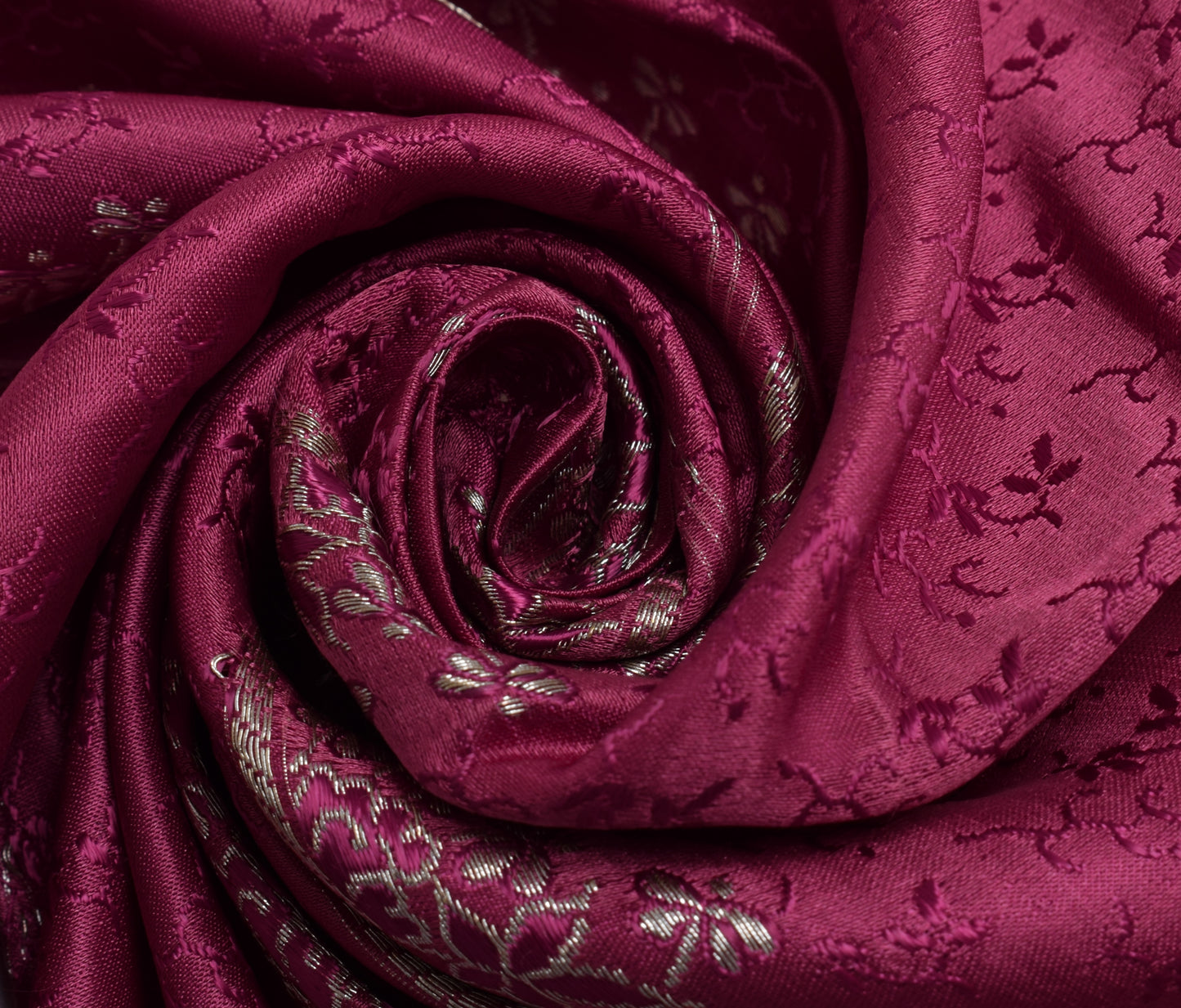 Sushila Vintage Dark Pink Sari Remnant Scrap Pure Satin Silk Woven Craft Fabric