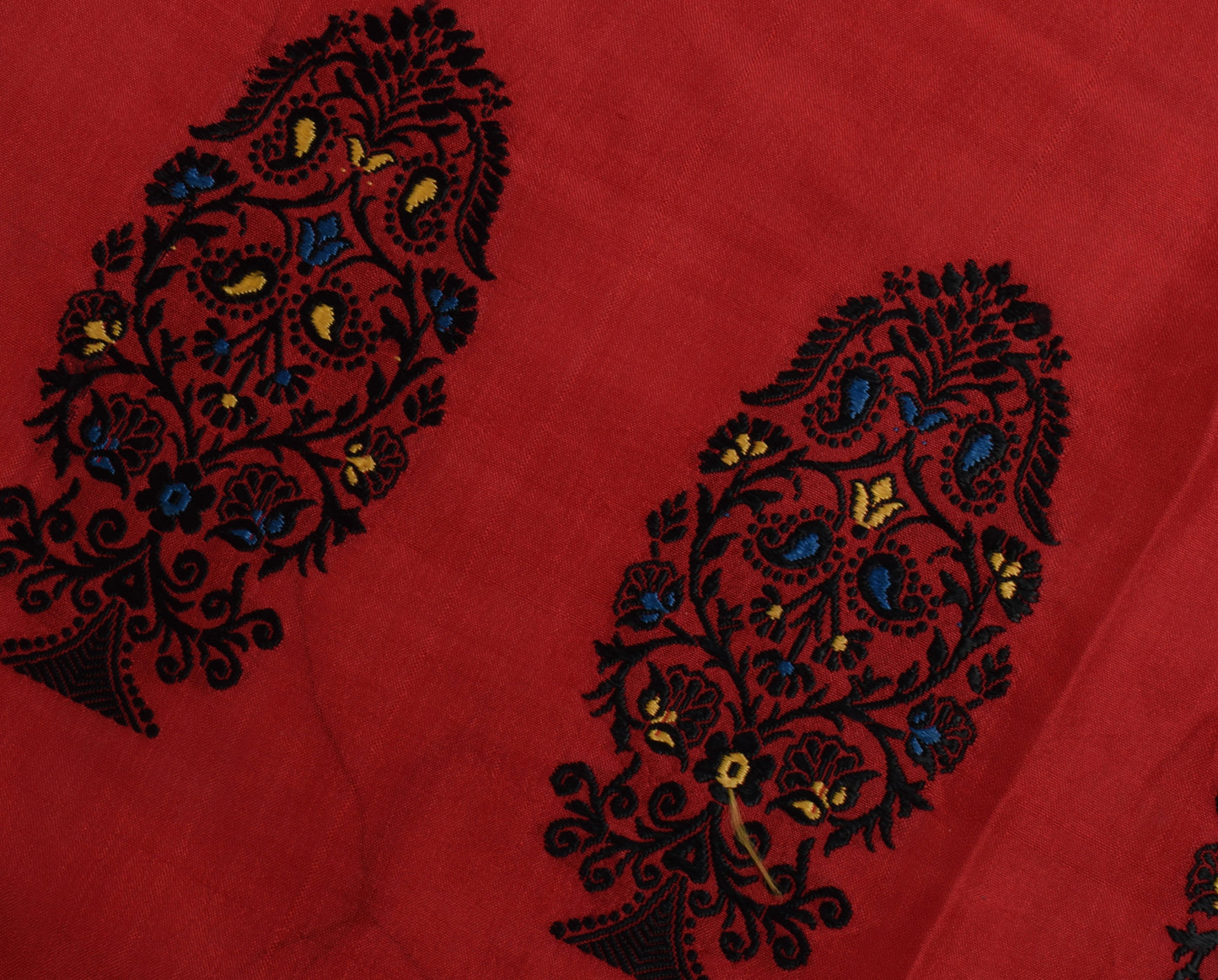 Sushila Vintage Indian Red Sari Remnant Scrap 100% Pure Silk Woven Craft Fabric