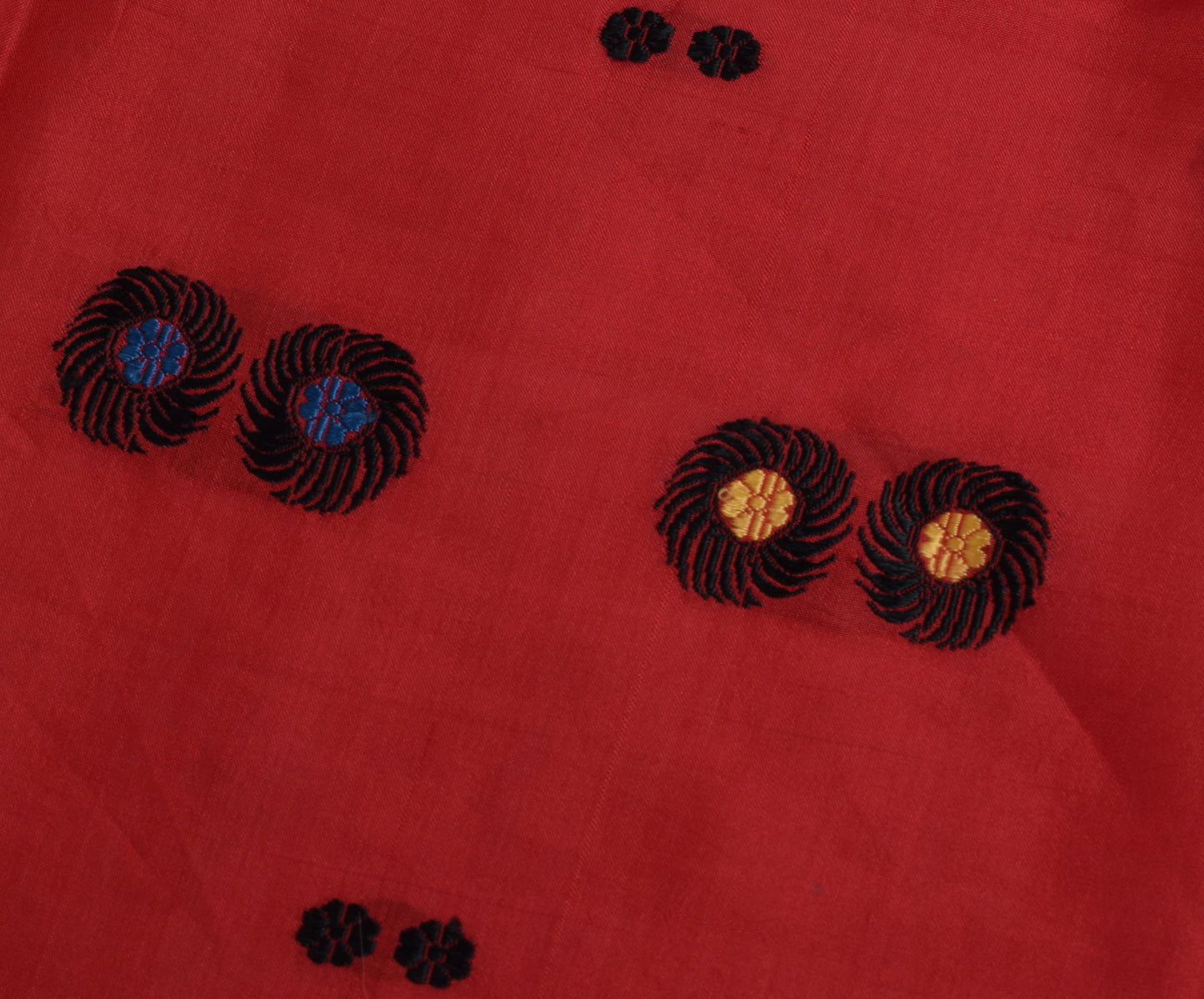 Sushila Vintage Indian Red Sari Remnant Scrap 100% Pure Silk Woven Craft Fabric