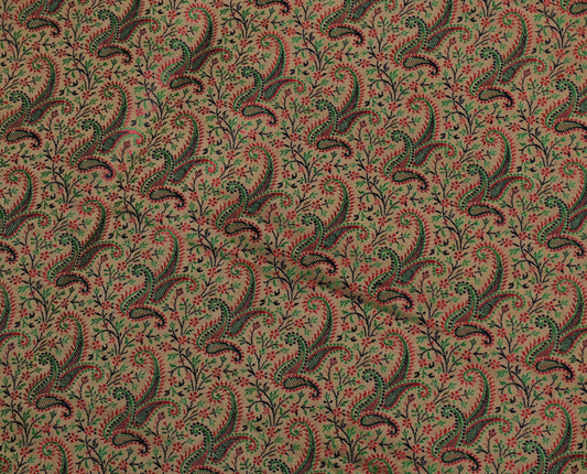 Sushila Vintage Brown Sari Remnant Scrap Pure Satin Silk Woven Craft Fabric