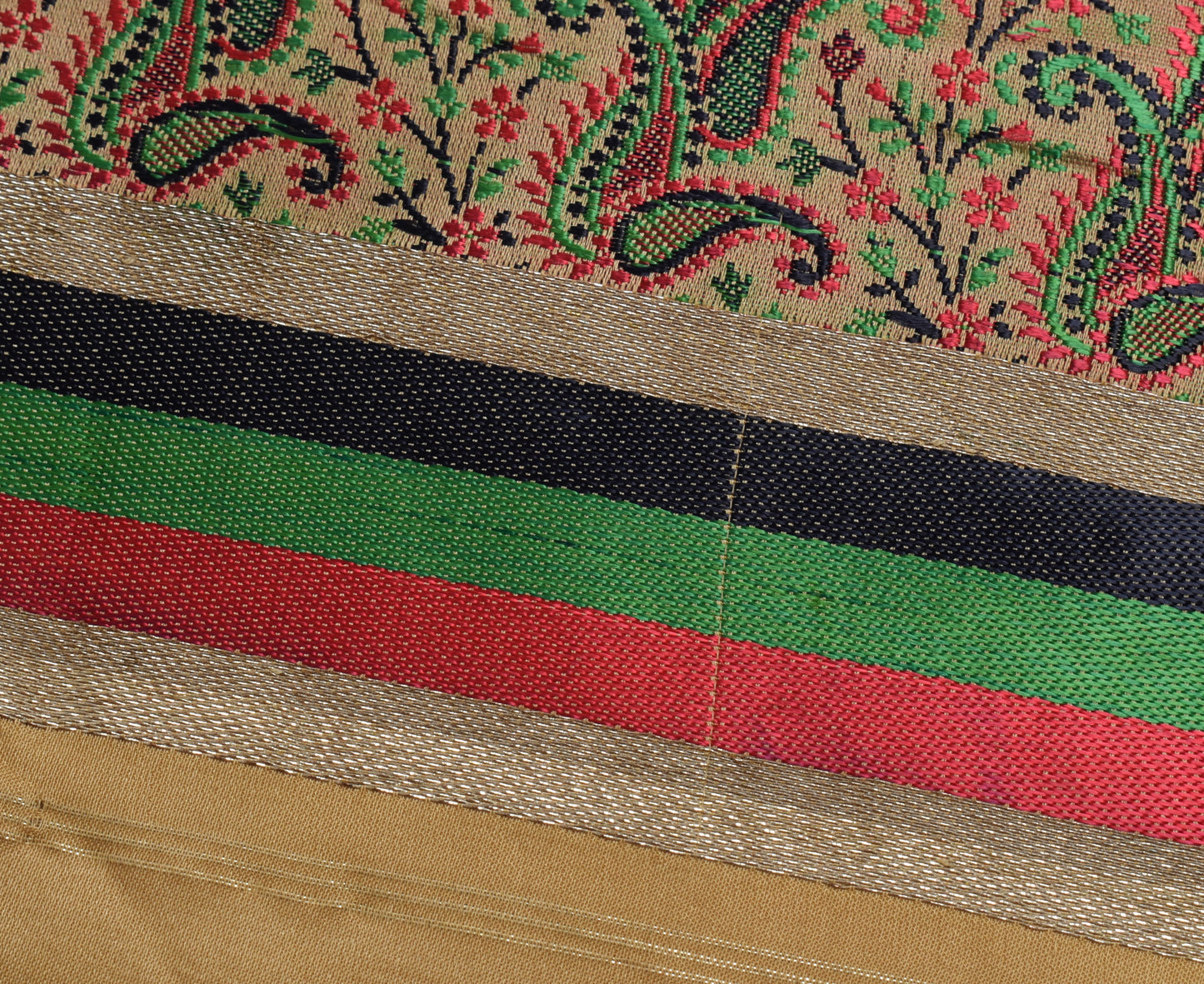 Sushila Vintage Brown Sari Remnant Scrap Pure Satin Silk Woven Craft Fabric