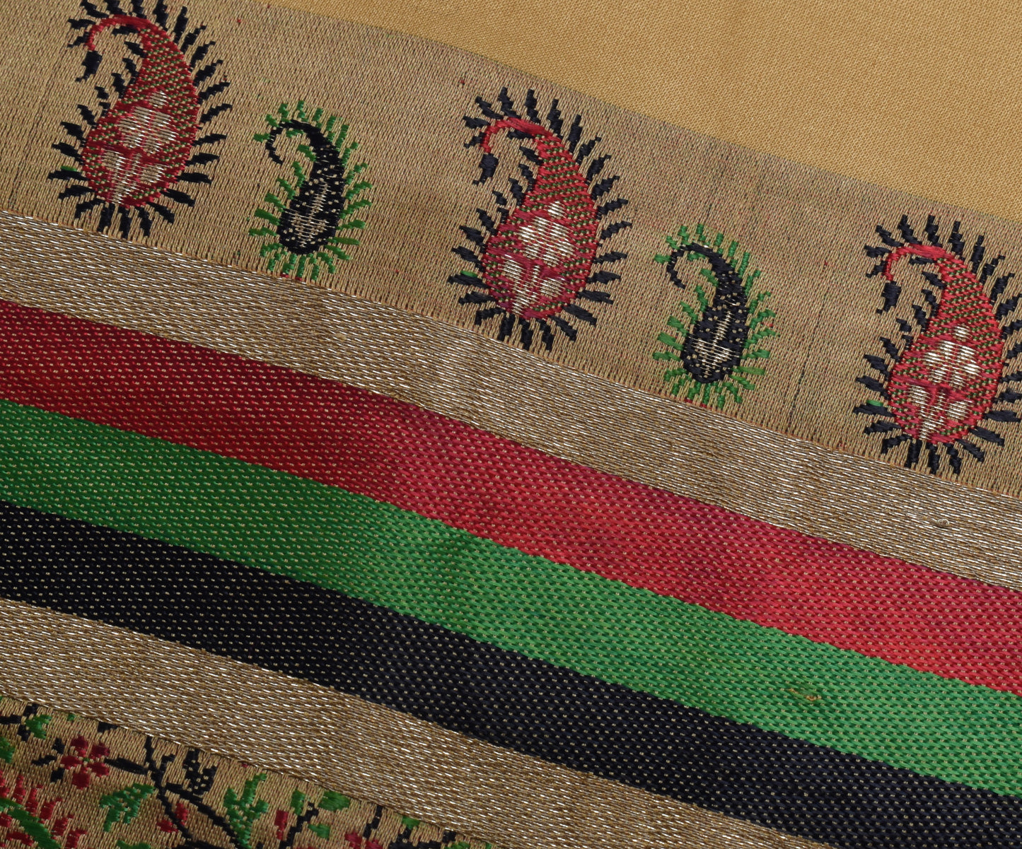 Sushila Vintage Brown Sari Remnant Scrap Pure Satin Silk Woven Craft Fabric