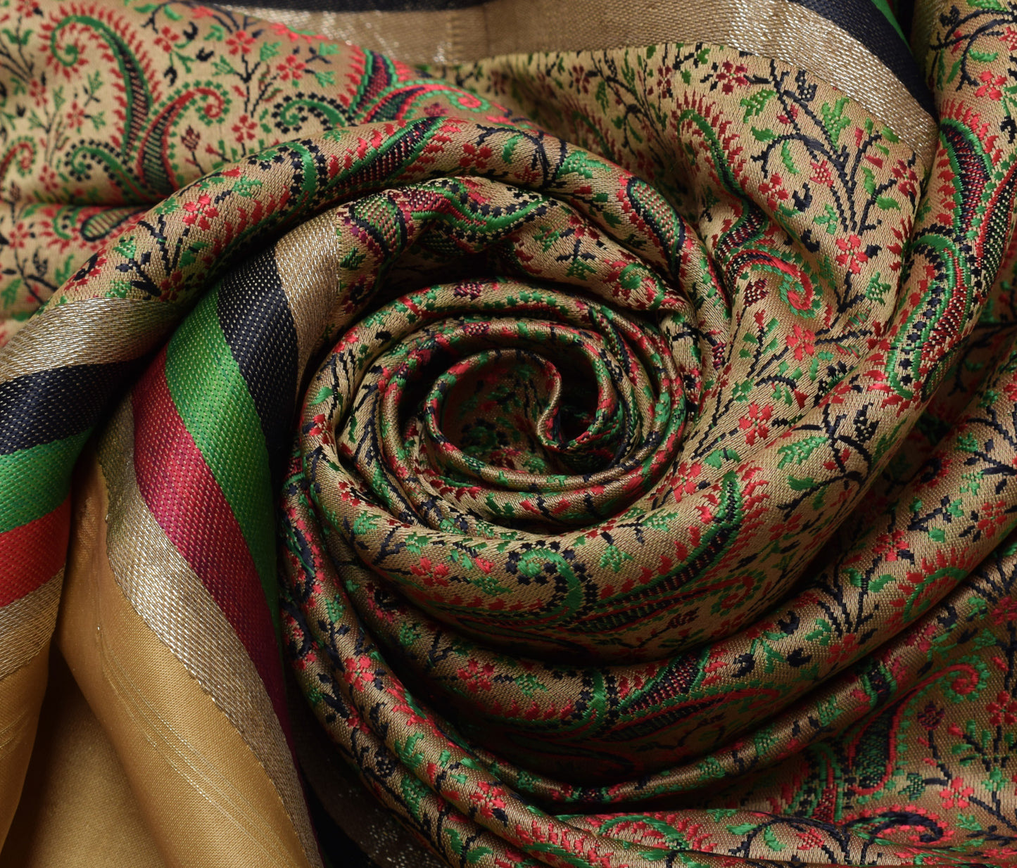 Sushila Vintage Brown Sari Remnant Scrap Pure Satin Silk Woven Craft Fabric