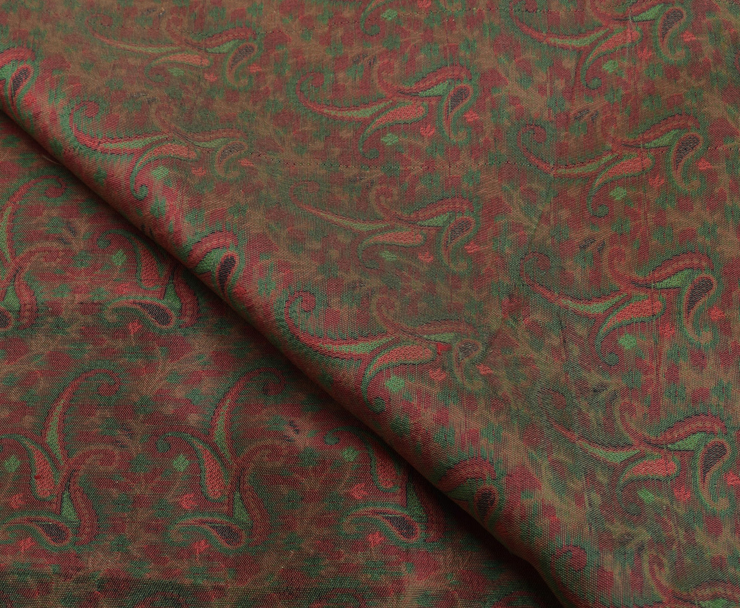 Sushila Vintage Brown Sari Remnant Scrap Pure Satin Silk Woven Craft Fabric