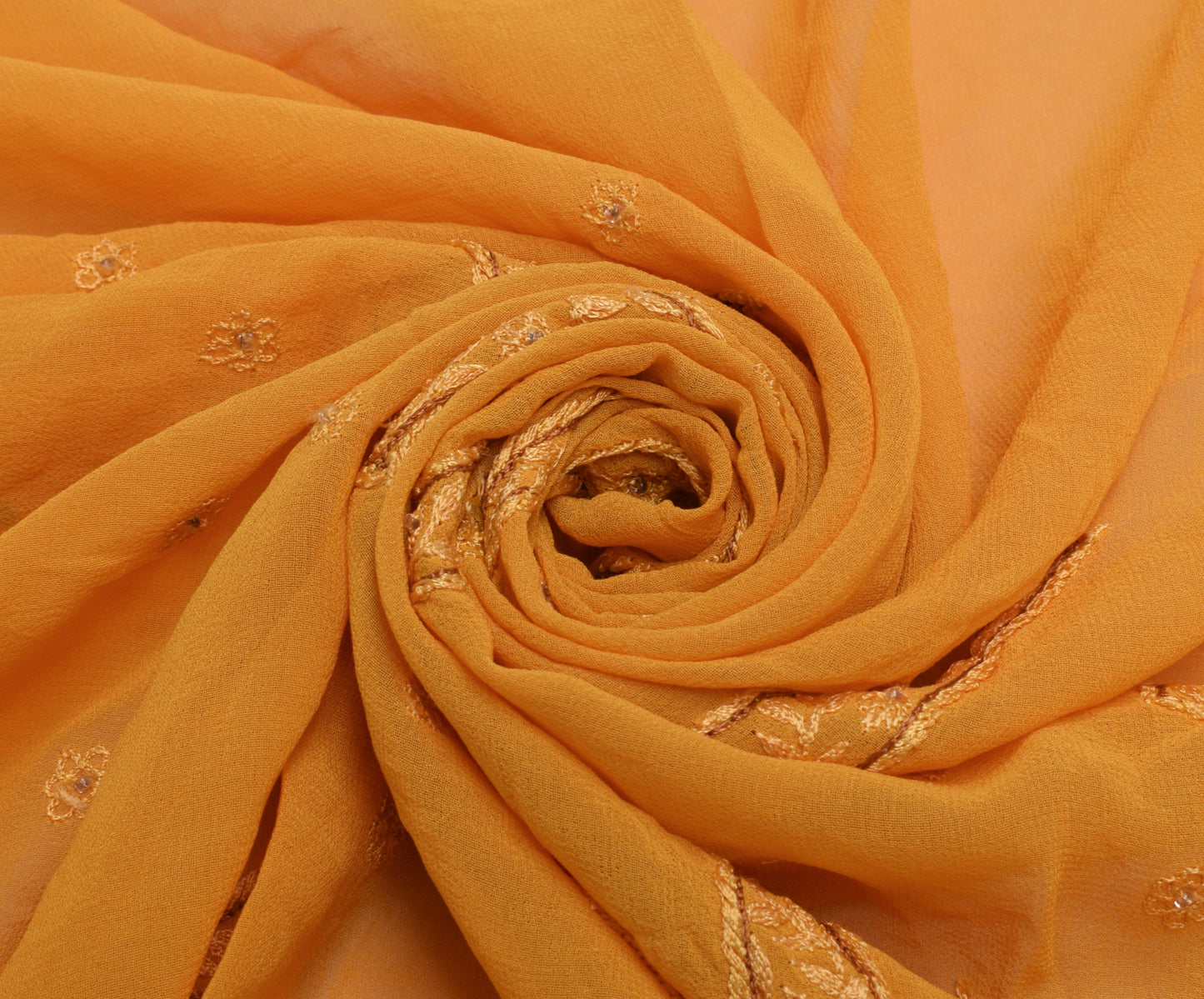 Sushila Vintage Sari Remnant Scrap Pure Georgette Silk Embroidered Craft Fabric