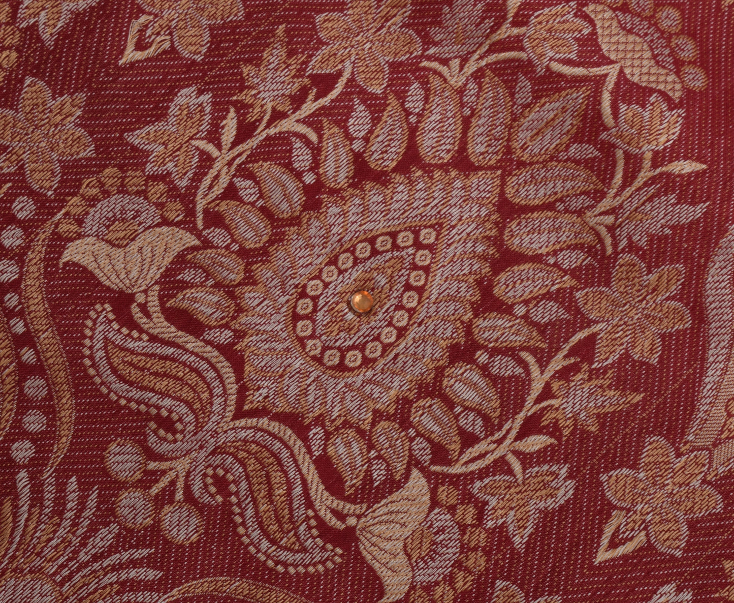 Sushila Vintage Red Indian Sari Remnant Scrap 100% Pure Silk Woven Craft Fabric