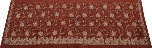 Sushila Vintage Brown Sari Remnant Scrap Blend Silk Hand Beaded Craft Fabric