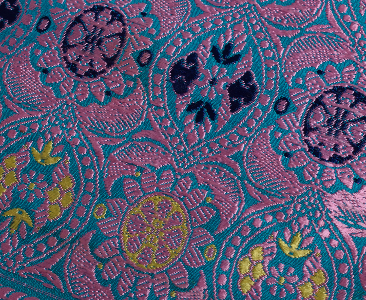Sushila Vintage Blue Sari Remnant Scrap 100% Pure Silk Woven Craft Fabric