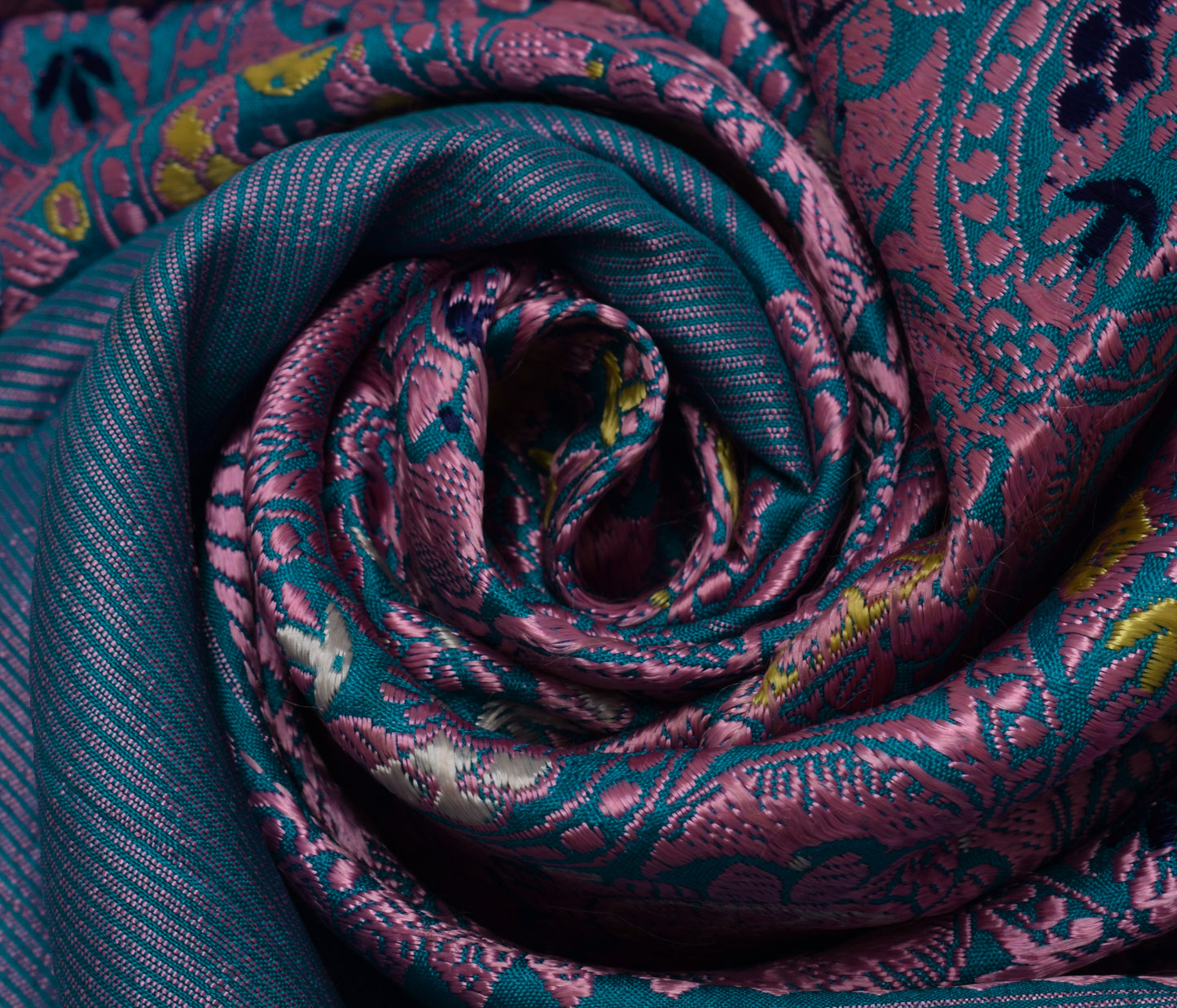 Sushila Vintage Blue Sari Remnant Scrap 100% Pure Silk Woven Craft Fabric