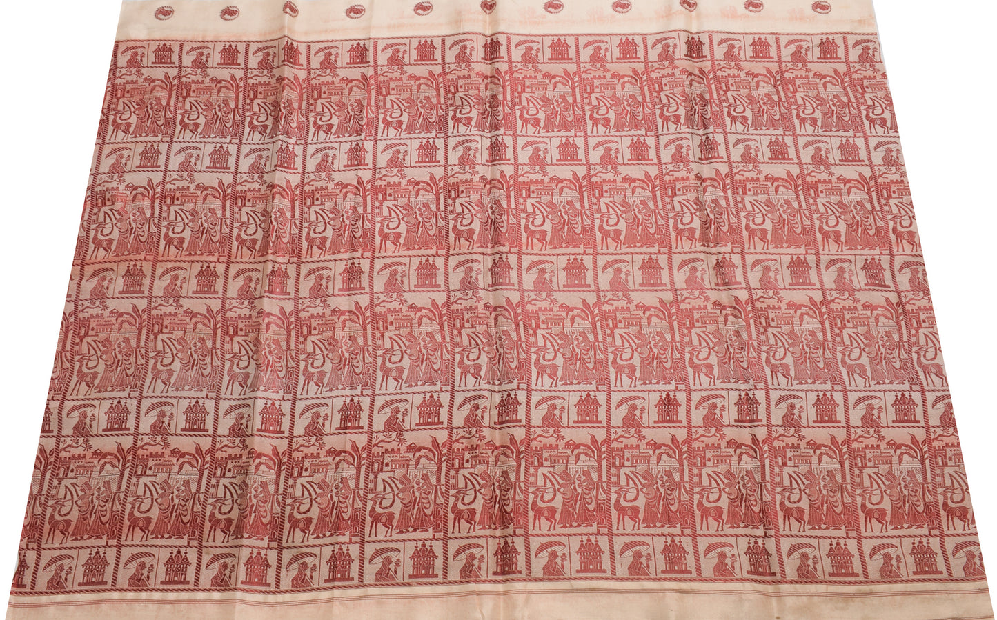 Sushila Vintage Indian Sari Remnant Scrap 100% Pure Silk Woven Craft Fabric