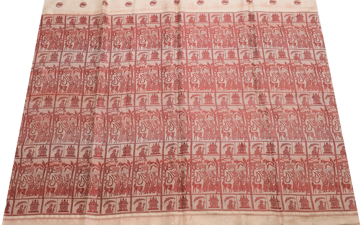 Sushila Vintage Indian Sari Remnant Scrap 100% Pure Silk Woven Craft Fabric