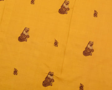Sushila Vintage Mustard Sari Remnant Scrap 100% Pure Silk Woven Craft Fabric