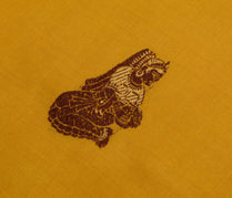 Sushila Vintage Mustard Sari Remnant Scrap 100% Pure Silk Woven Craft Fabric