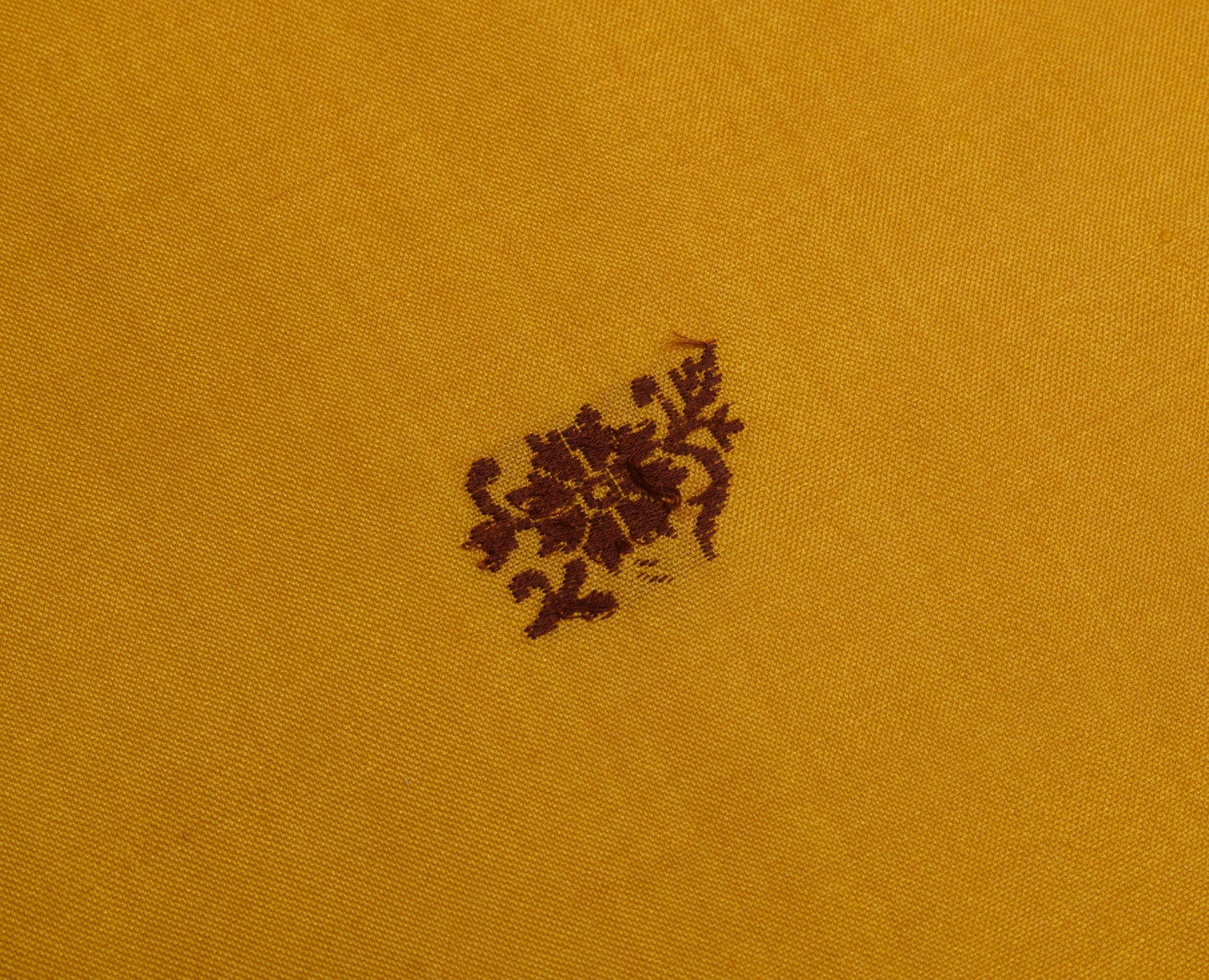 Sushila Vintage Mustard Sari Remnant Scrap 100% Pure Silk Woven Craft Fabric