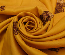 Sushila Vintage Mustard Sari Remnant Scrap 100% Pure Silk Woven Craft Fabric
