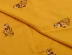 Sushila Vintage Mustard Sari Remnant Scrap 100% Pure Silk Woven Craft Fabric