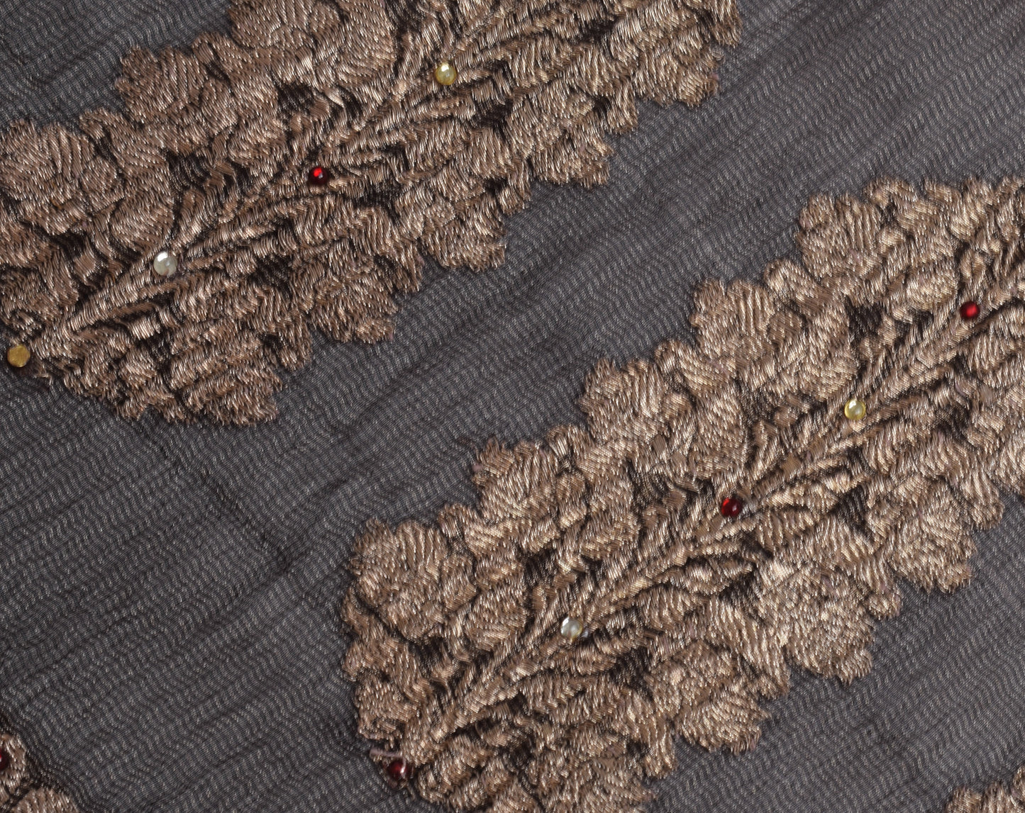 Sushila Vintage Black Sari Remnant Scrap Pure Tissue Floral  Woven Craft Fabric