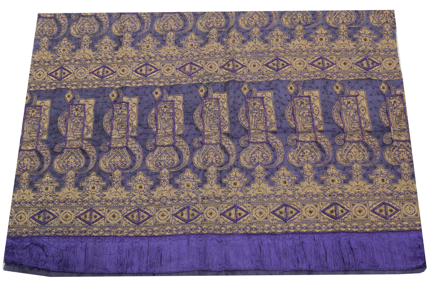 Sushila Vintage Blue Organza Sari Remnant Scrap Multi Purpose Woven Craft Fabric