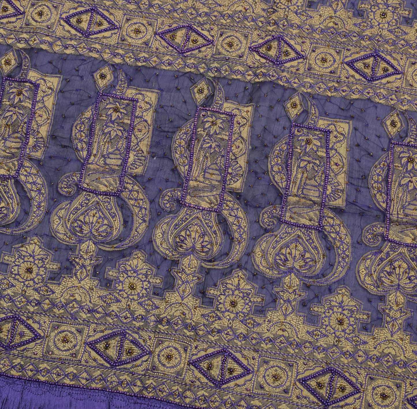 Sushila Vintage Blue Organza Sari Remnant Scrap Multi Purpose Woven Craft Fabric