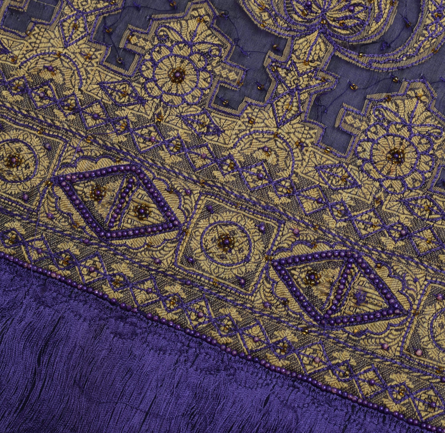 Sushila Vintage Blue Organza Sari Remnant Scrap Multi Purpose Woven Craft Fabric