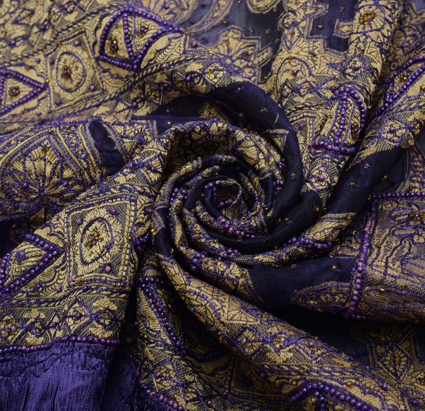 Sushila Vintage Blue Organza Sari Remnant Scrap Multi Purpose Woven Craft Fabric