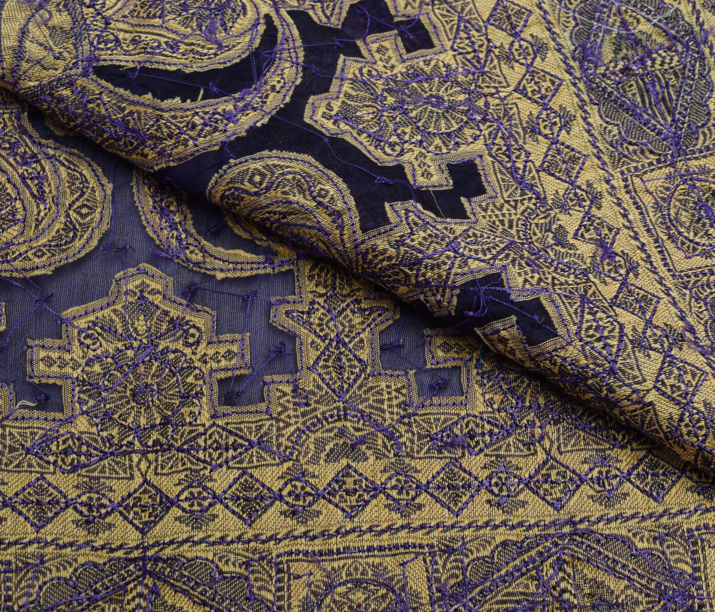 Sushila Vintage Blue Organza Sari Remnant Scrap Multi Purpose Woven Craft Fabric