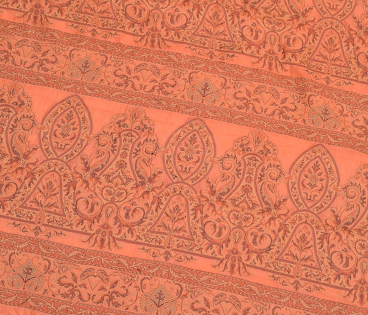 Sushila Vintage Peach Sari Remnant Scrap Multi Purpose Silk Woven Craft Fabric