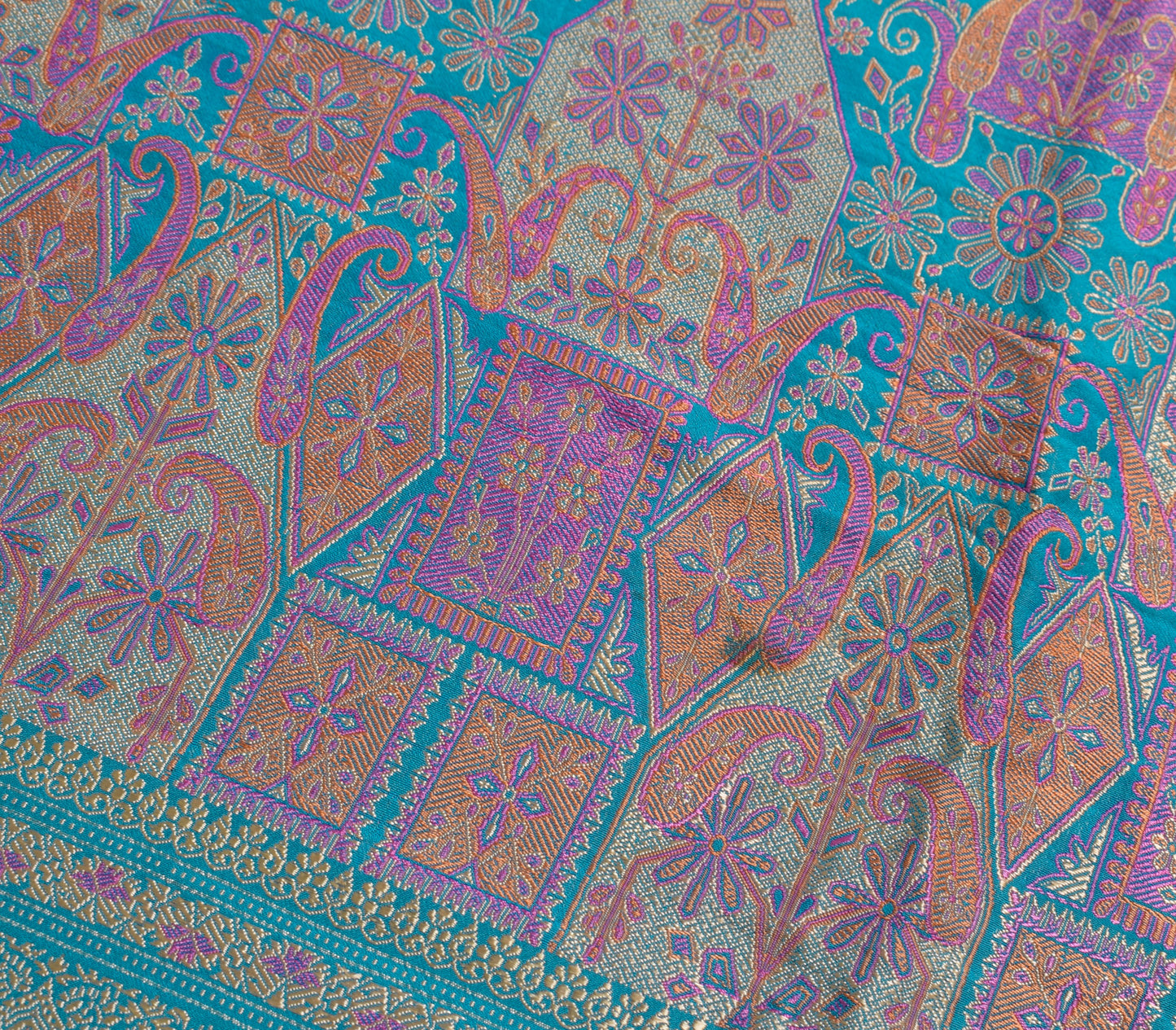 Sushila Vintage Blue Silk Sari Remnant Scrap Multi Purpose Woven Craft Fabric