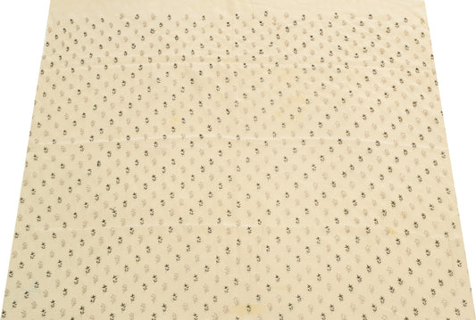 Sushila Vintage Cream Silk Sari Remnant Scrap Embroidered Floral Craft Fabric