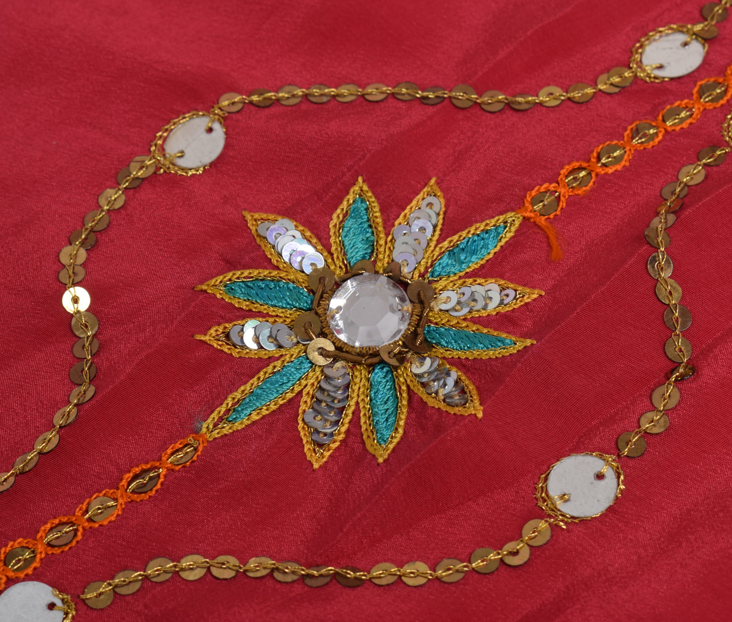 Sushila Vintage Crepe Sari Remnant Scrap Multi Purpose Hand Beaded Craft Fabric