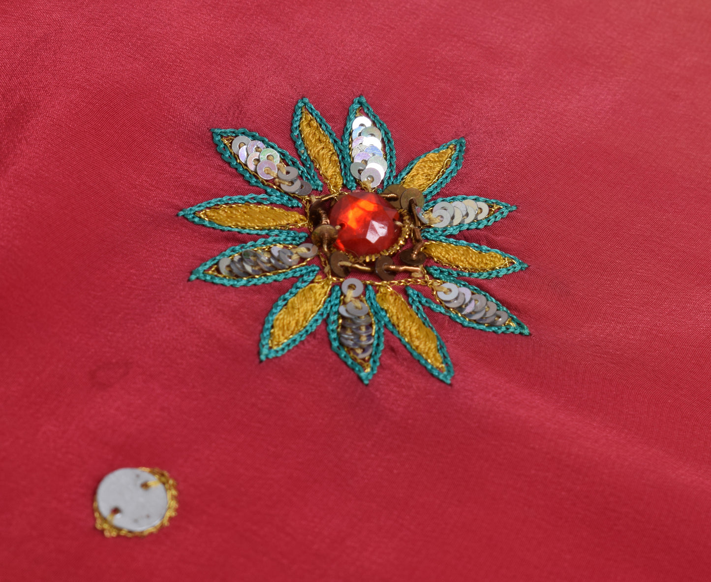 Sushila Vintage Crepe Sari Remnant Scrap Multi Purpose Hand Beaded Craft Fabric