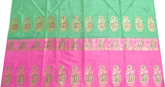 Sushila Vintage Pink Sari Remnant Scrap Multi Purpose Silk Woven Craft Fabric