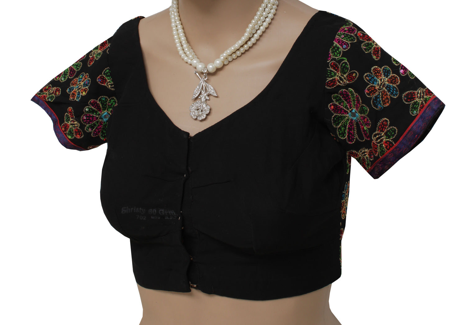 Sushila Vintage Readymade Sari Blouse Blend Georgette Embroidered Designer Choli