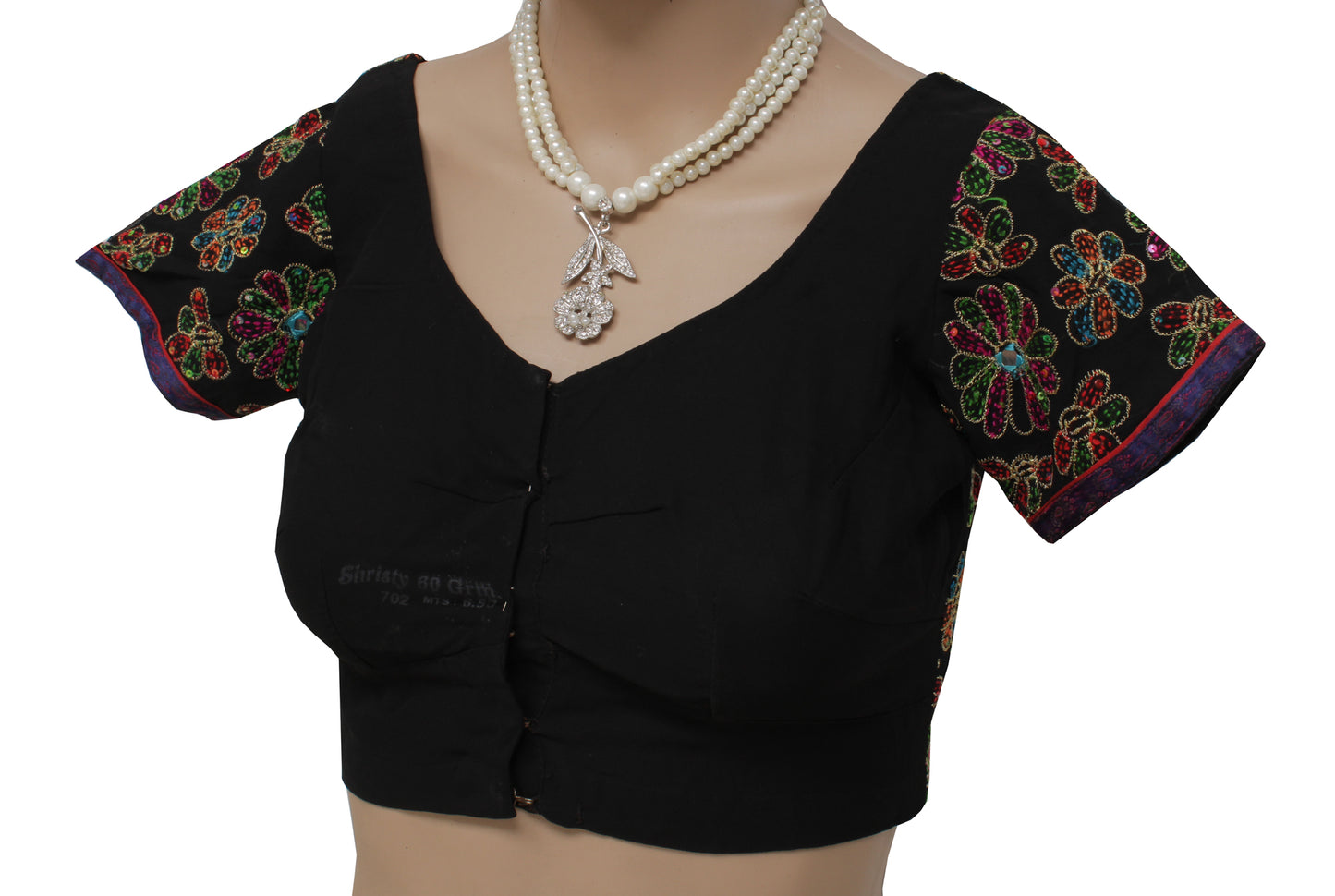 Sushila Vintage Readymade Sari Blouse Blend Georgette Embroidered Designer Choli