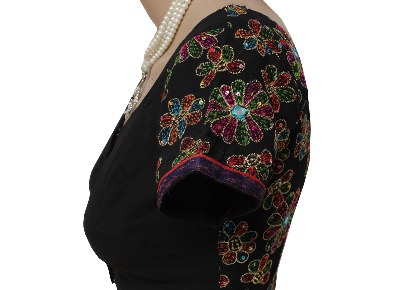 Sushila Vintage Readymade Sari Blouse Blend Georgette Embroidered Designer Choli