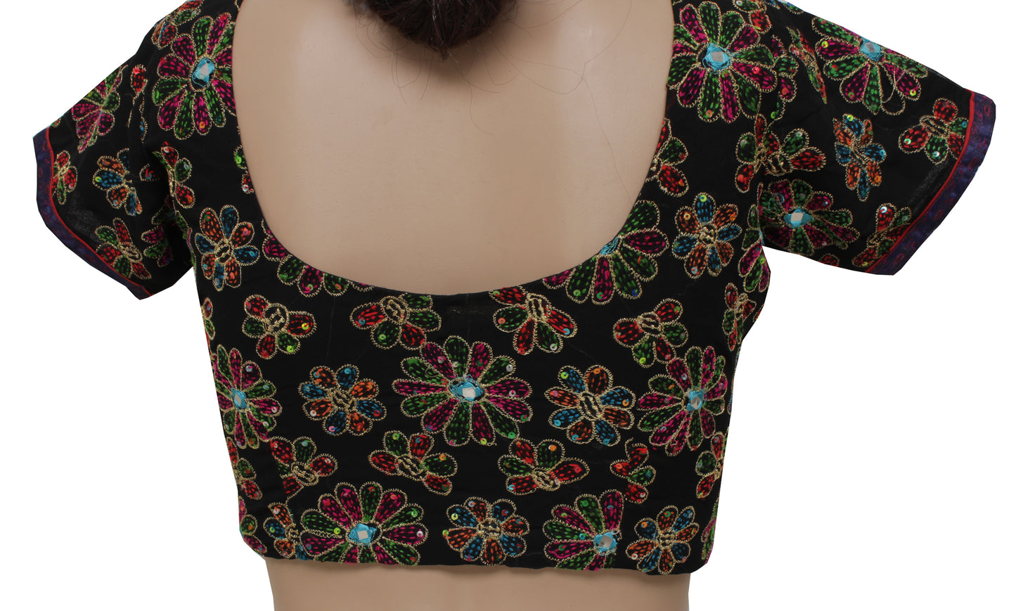 Sushila Vintage Readymade Sari Blouse Blend Georgette Embroidered Designer Choli