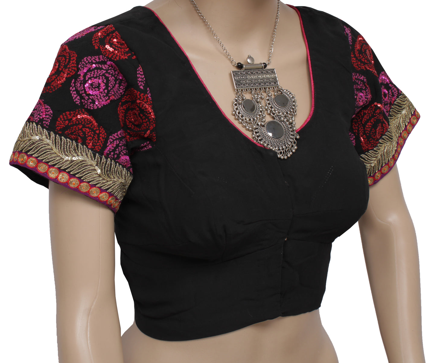 Sushila Vintage Readymade Sari Blouse Pure Georgette Embroidered 34" Choli
