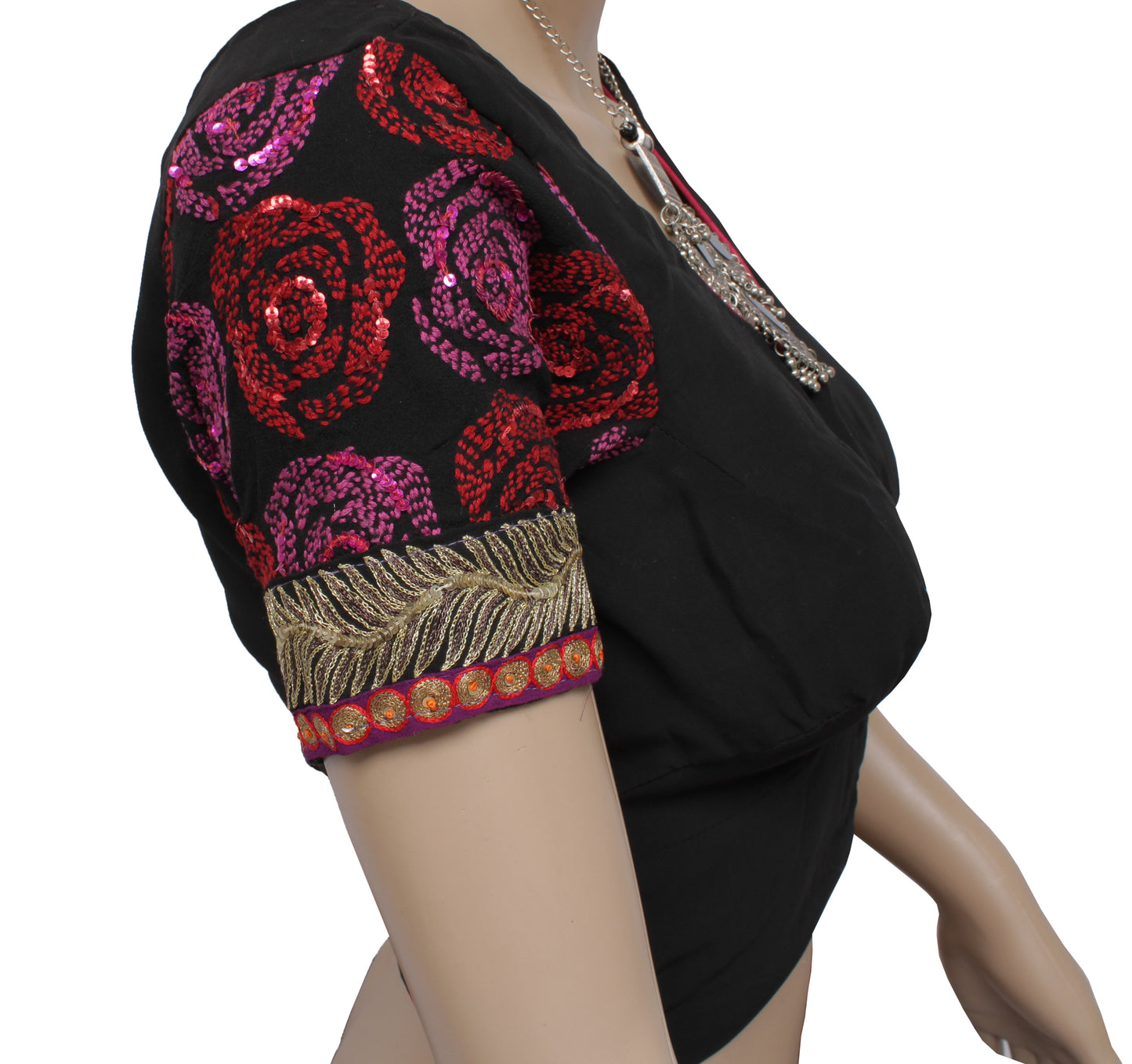 Sushila Vintage Readymade Sari Blouse Pure Georgette Embroidered 34" Choli