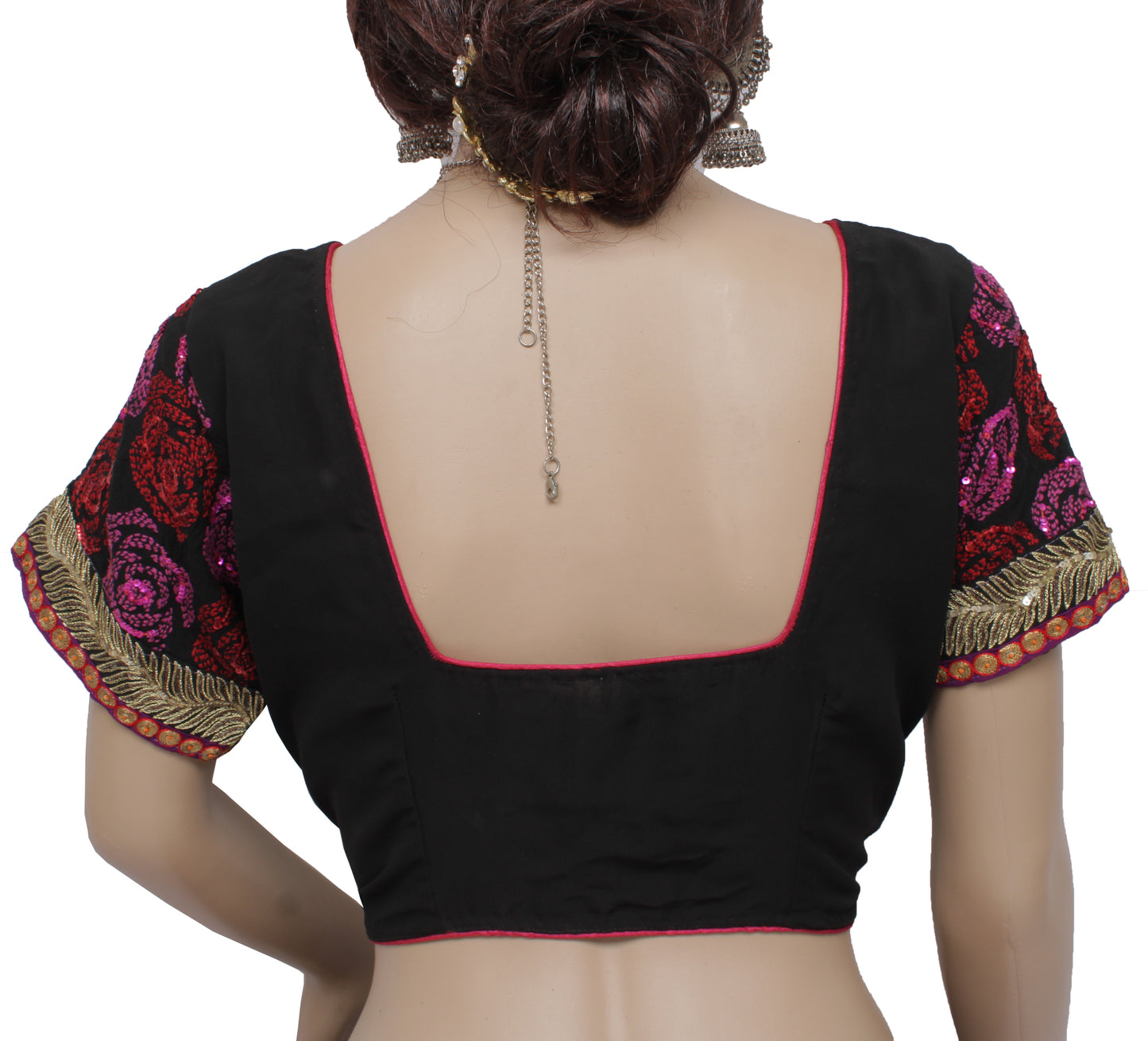 Sushila Vintage Readymade Sari Blouse Pure Georgette Embroidered 34" Choli