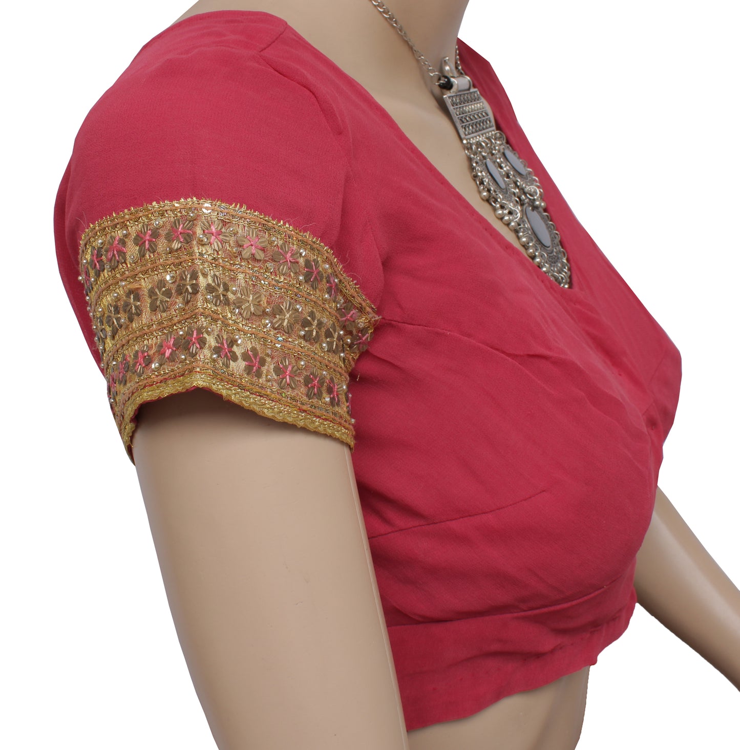 Sushila Vintage 30" Stitched Sari Blouse Blend Georgette Designer Choli