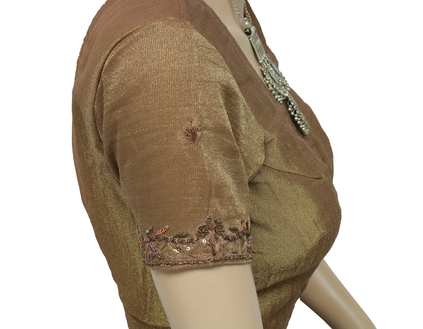 Sushila Vintage Readymade 32" Sari Blouse Blend Tissue Woven Designer Choli