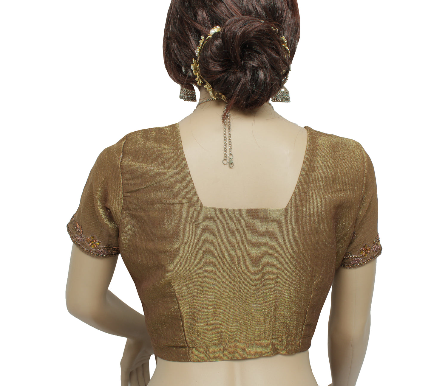 Sushila Vintage Readymade 32" Sari Blouse Blend Tissue Woven Designer Choli