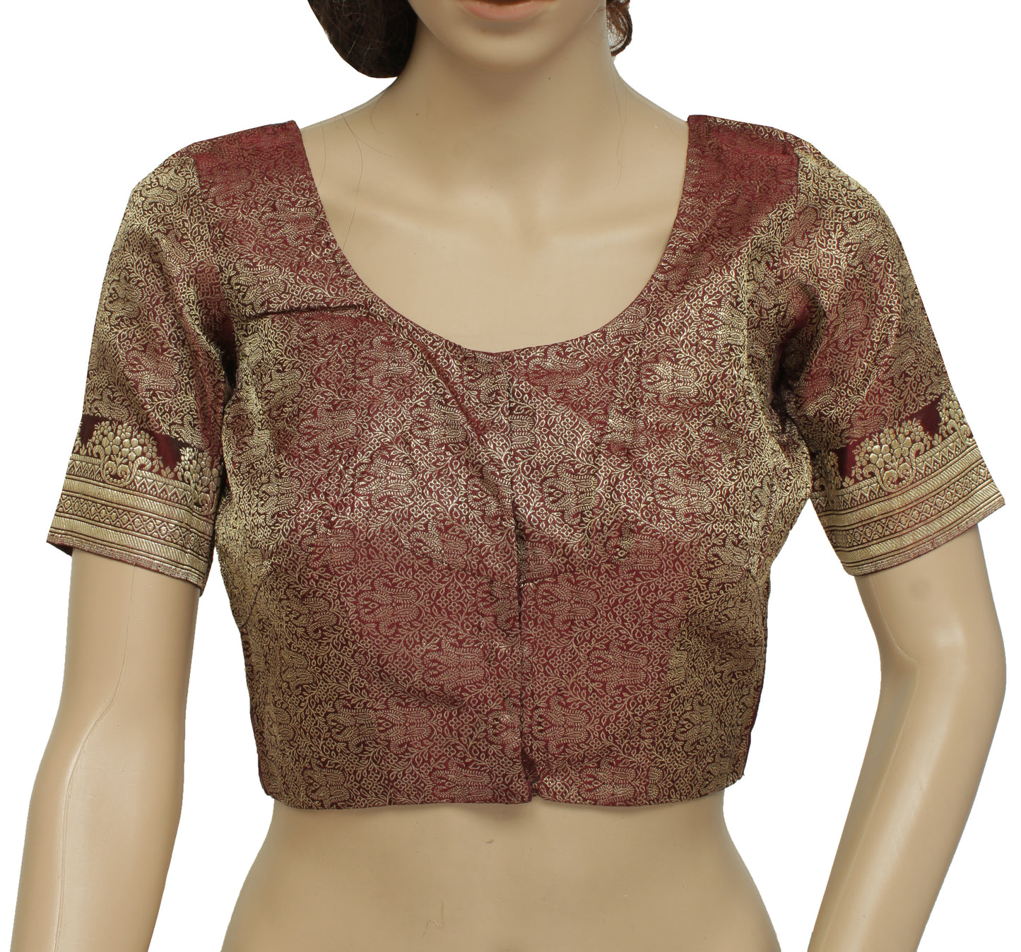 Sushila Vintage 28" Stitched Sari Blouse Pure Silk Woven Designer Choli